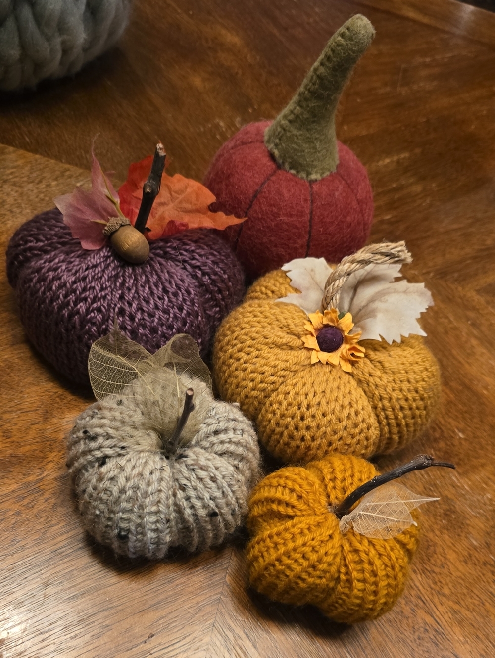 Handcrafted Knit Fall Pumpkin Décor - Multi-Color Set